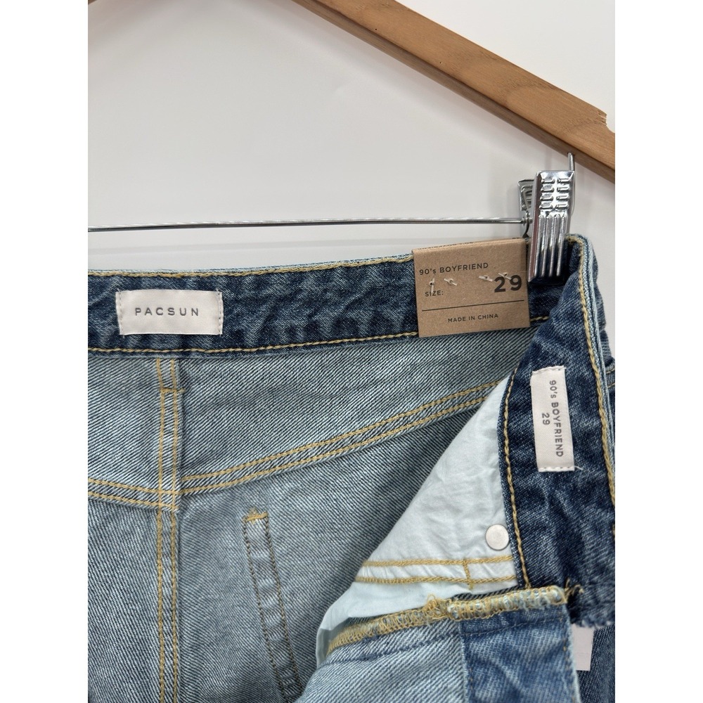 Pacsun 90's Boyfriend Jeans High Rise‎ Relaxed Leg Raw Hem 2 Tone Women's 29 NEW - Picture 6 of 8